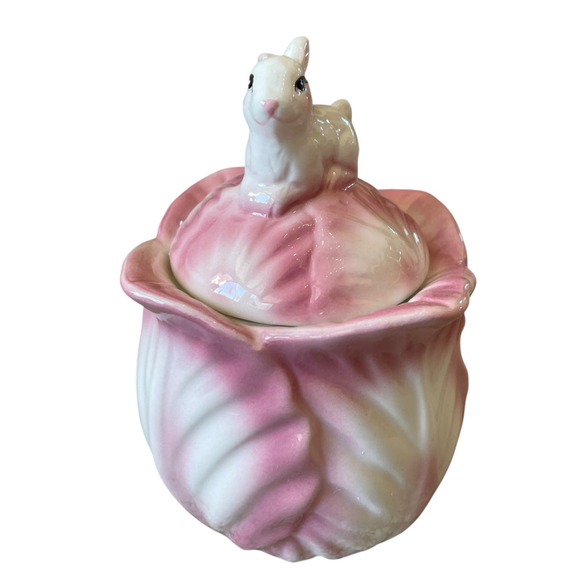 Corner Ruby Spring Collection Pink Cabbage & Bunny Creamer & Sugar Bowl New - Picture 6 of 16
